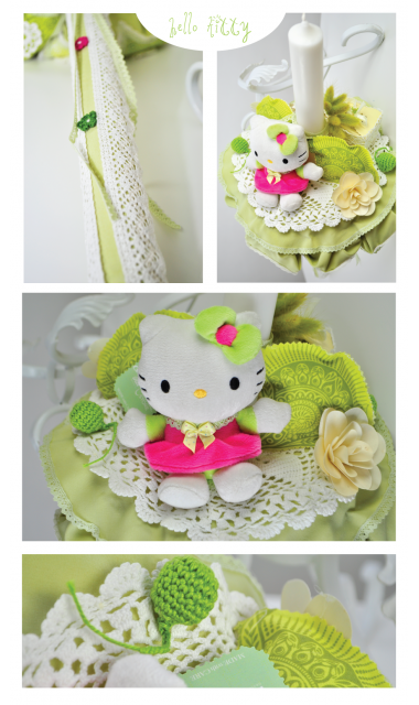 Lumanare de botez pentru fetite cu Hello Kitty, 65x4 cm, Pisicuta Kitty 3